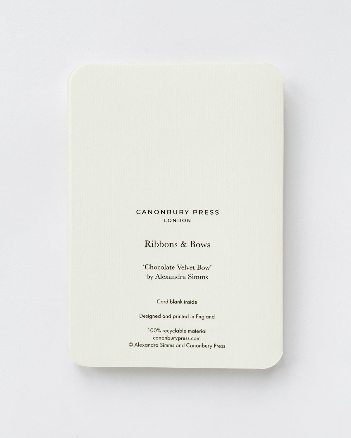 Chocolate Velvet Bow Greeting Card