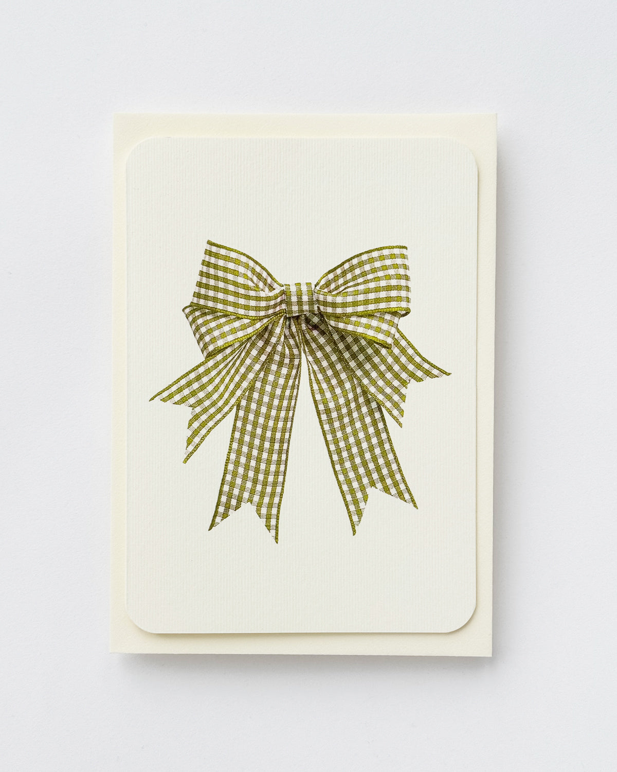 Double Tail Lime Gingham Bow Greeting Card