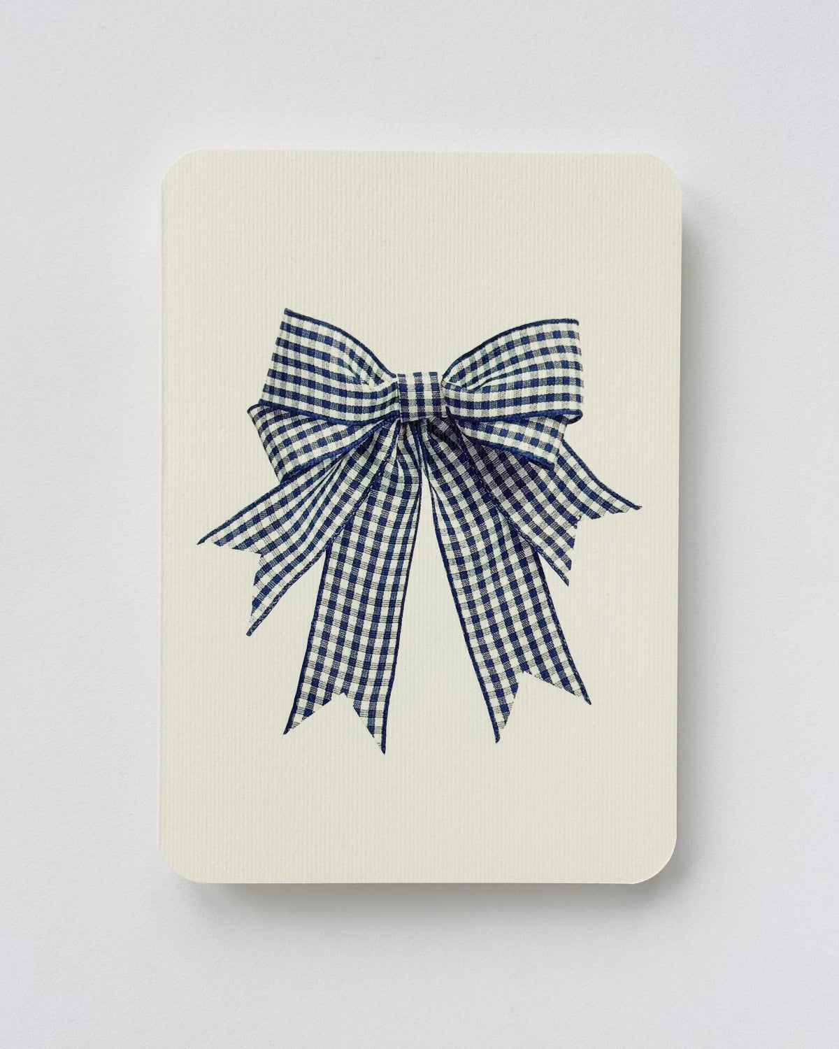 Double Tail Blue Gingham Bow Greeting Card