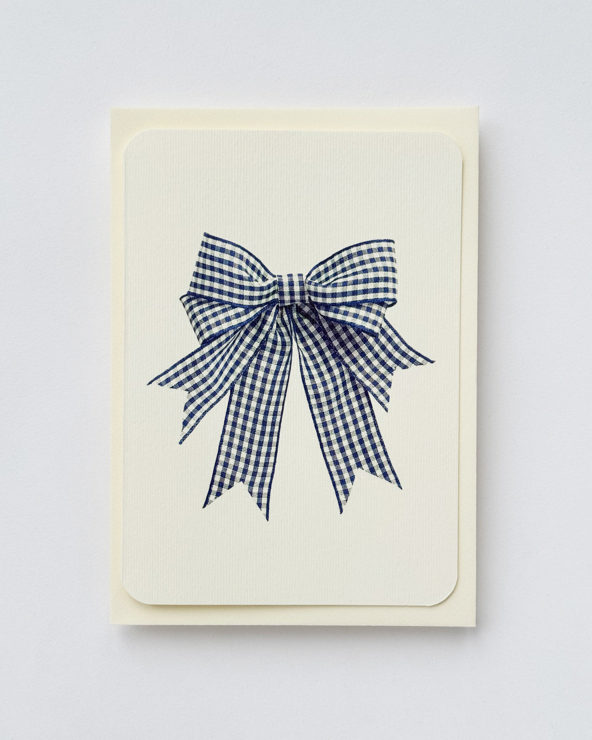Double Tail Blue Gingham Bow Greeting Card