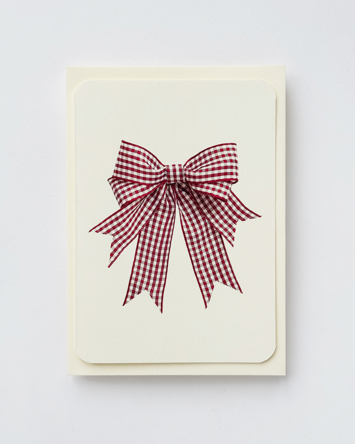 Double Tail Red Gingham Bow Greeting Card