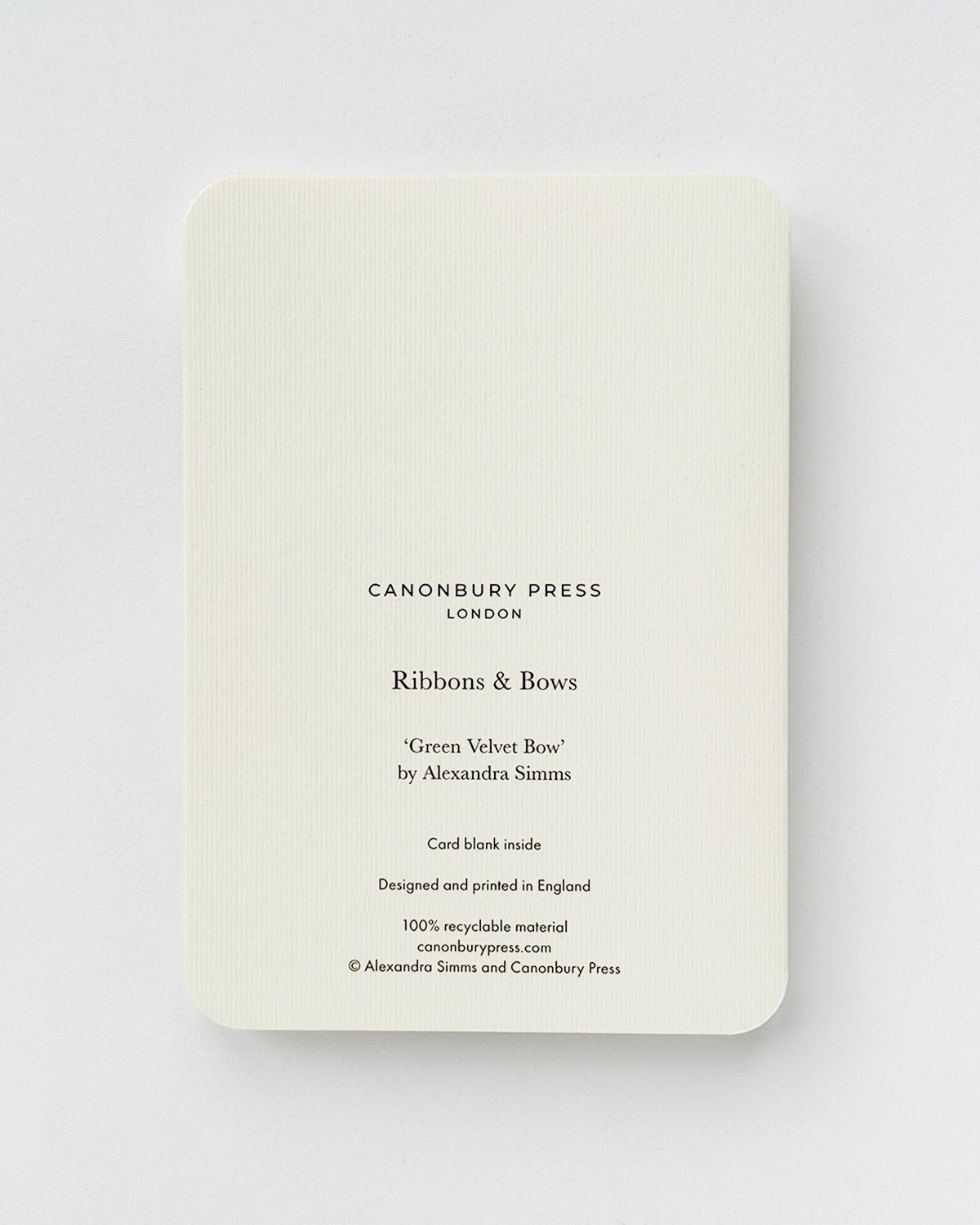 Green Velvet Bow Greeting Card