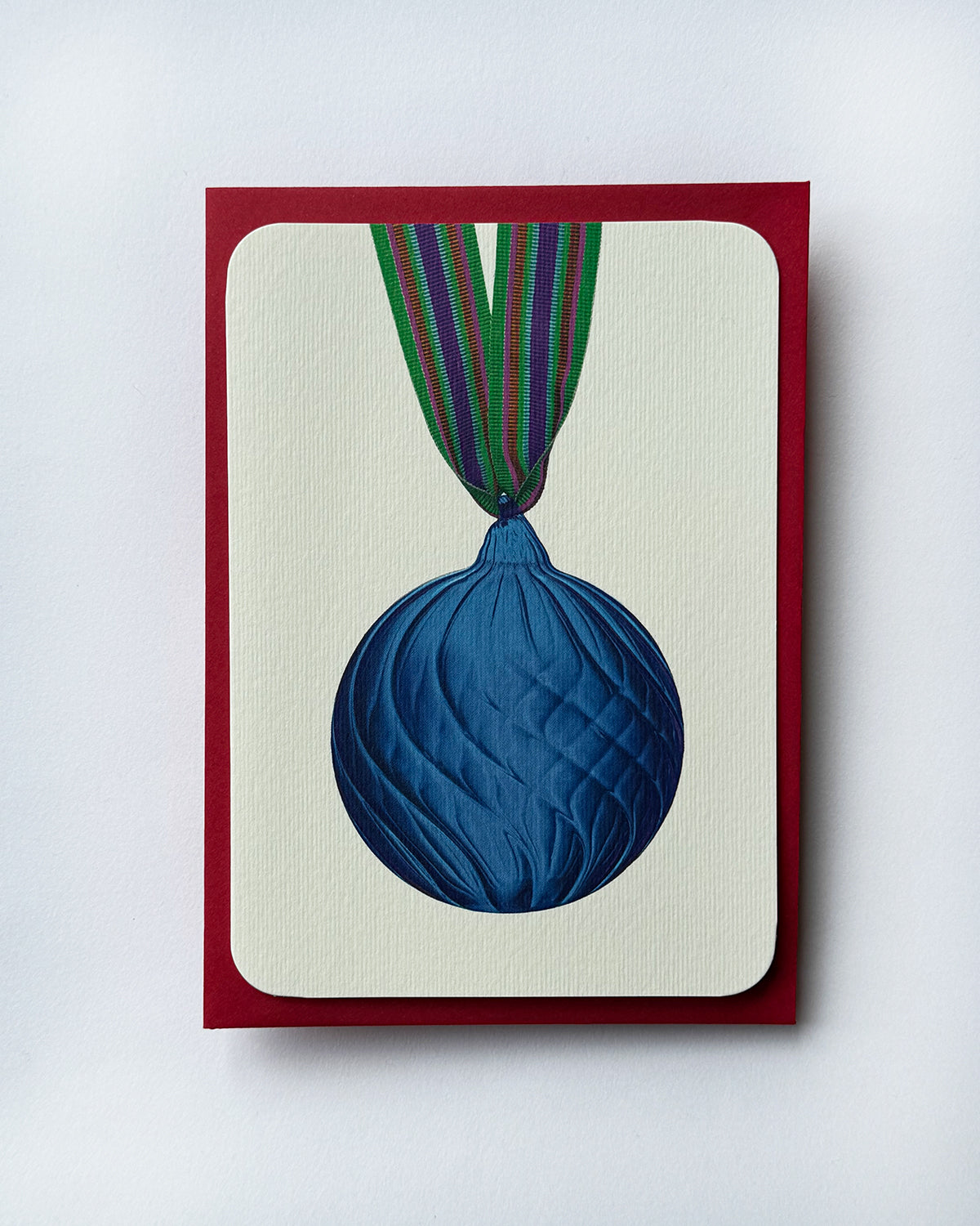 Christmas Baubles Greeting Card Sky Blue