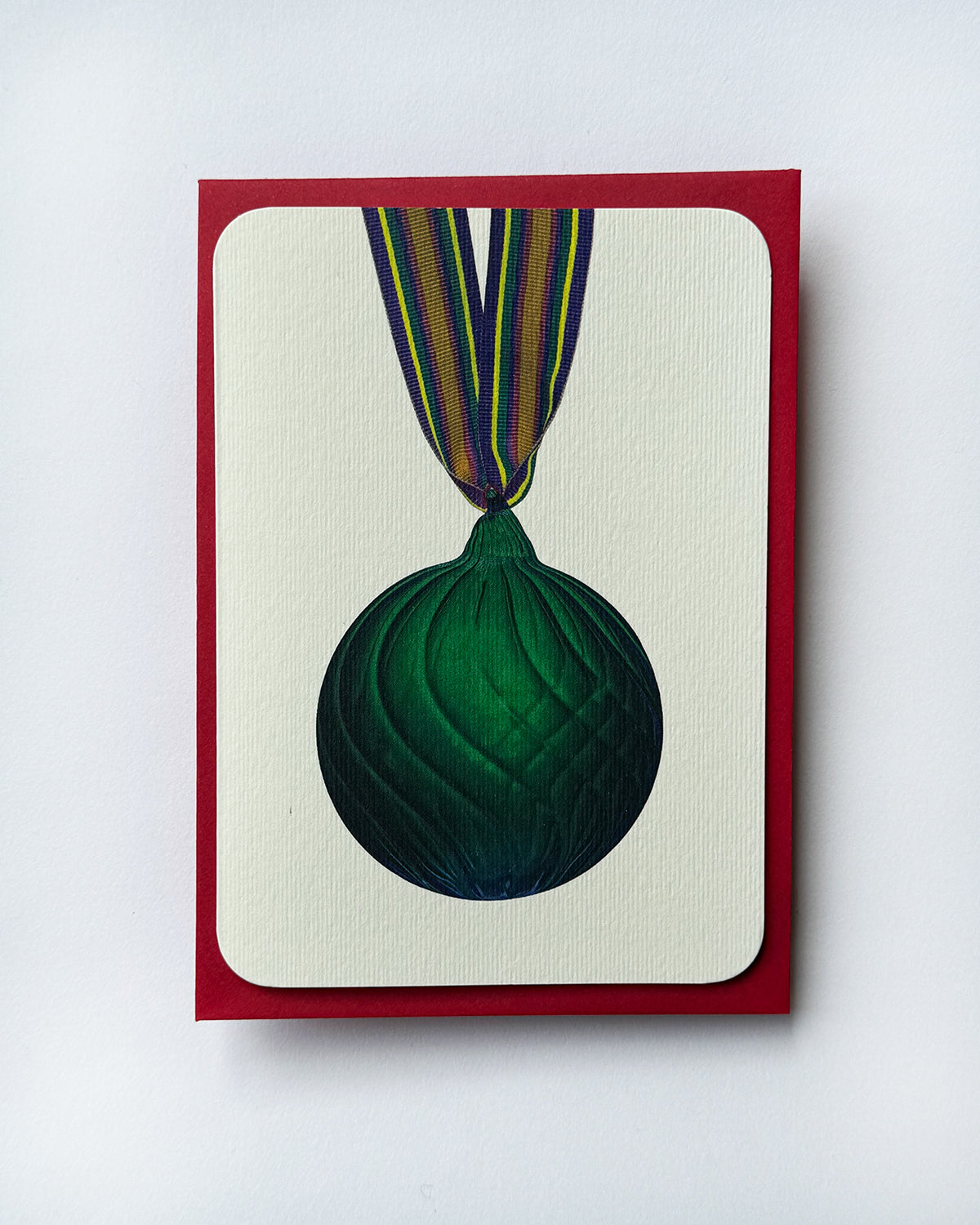 Christmas Baubles Greeting Card Pine Green