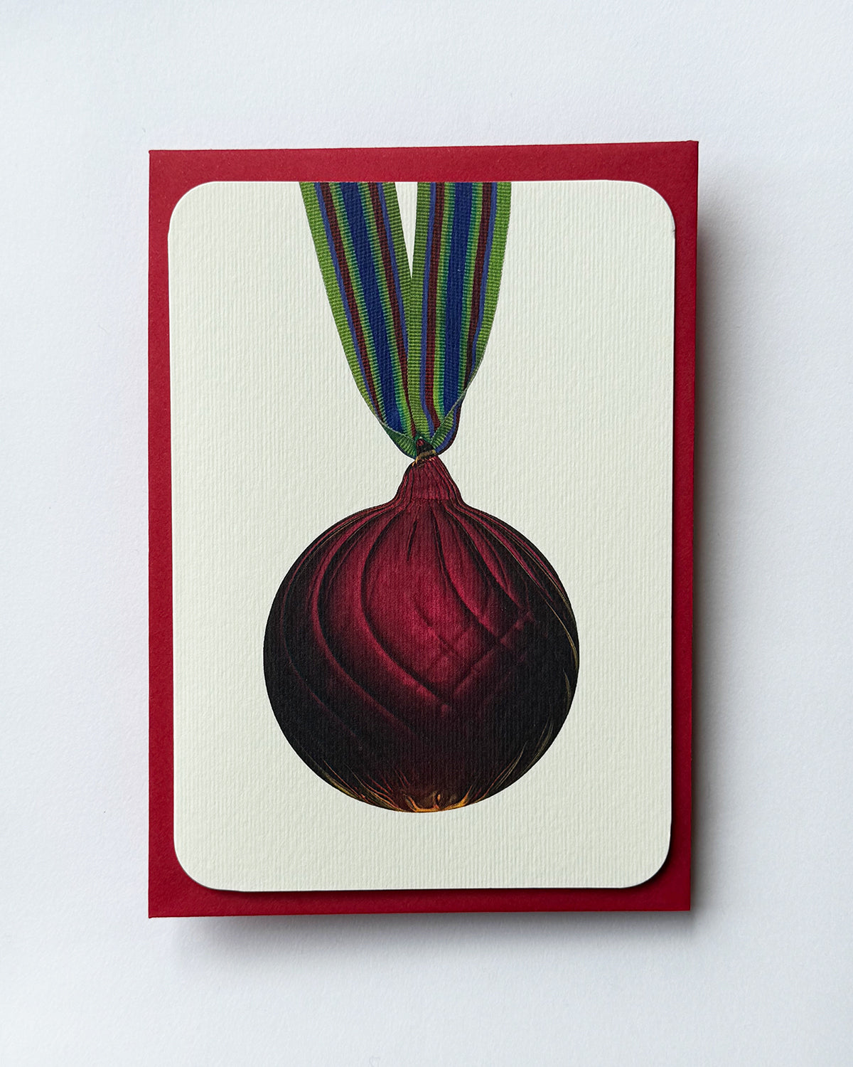 Christmas Baubles Greeting Card Burgundy
