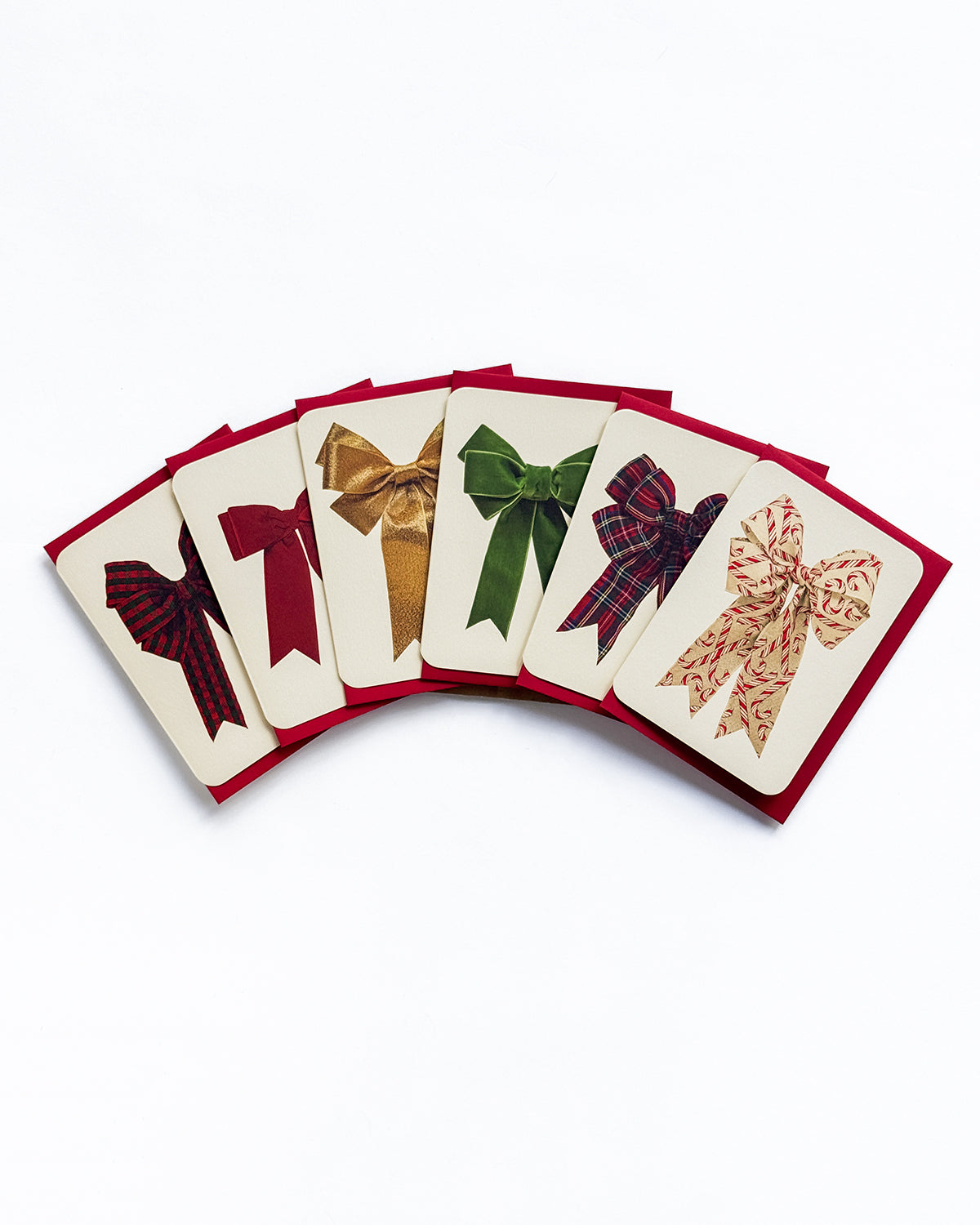 Christmas Bows Mixed Set of 6 Greeting Cards