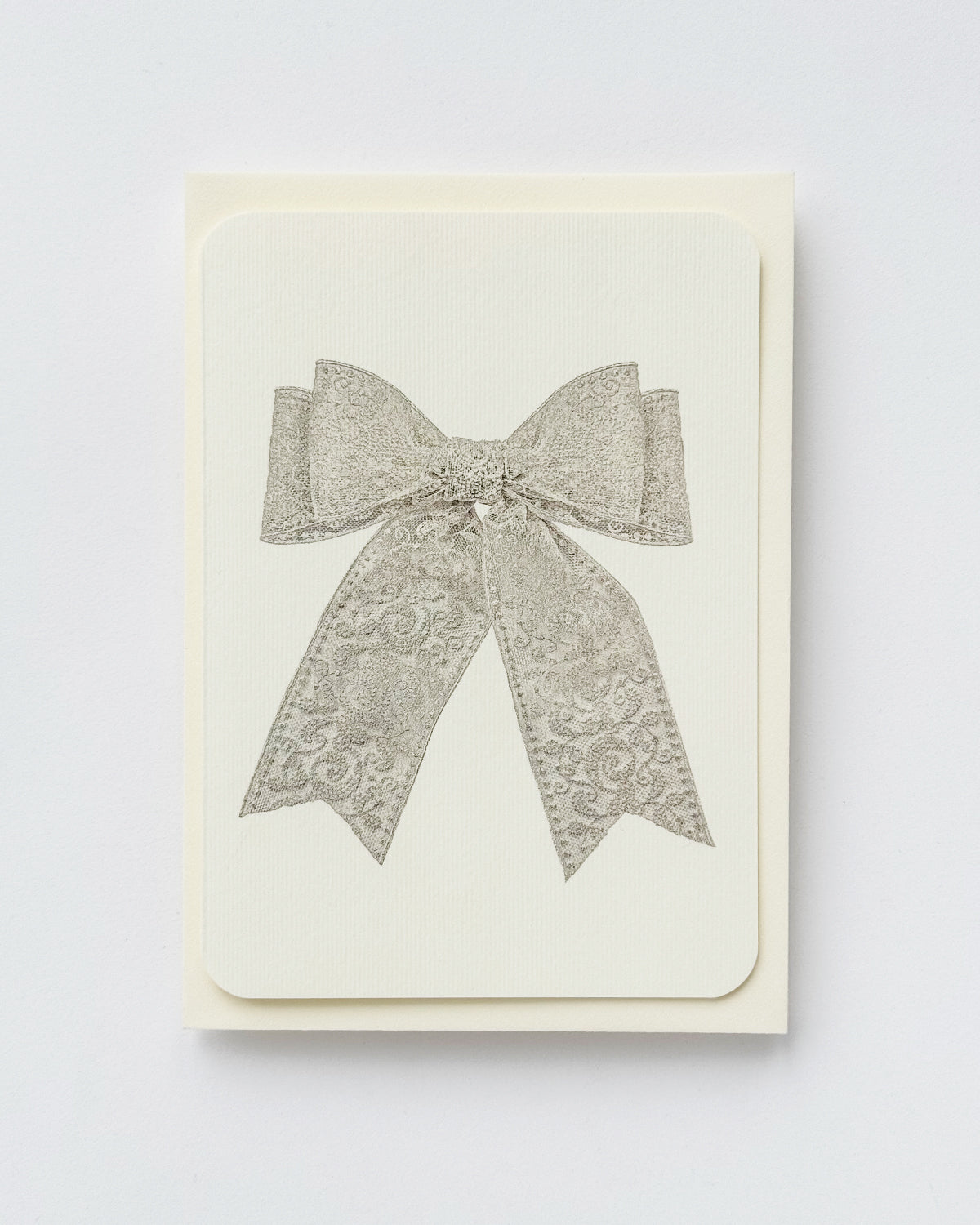 White Lace Bow Greeting Card