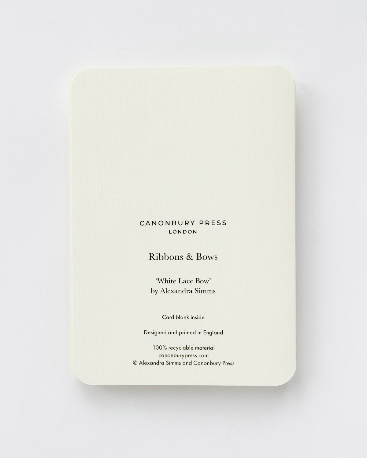 White Lace Bow Greeting Card