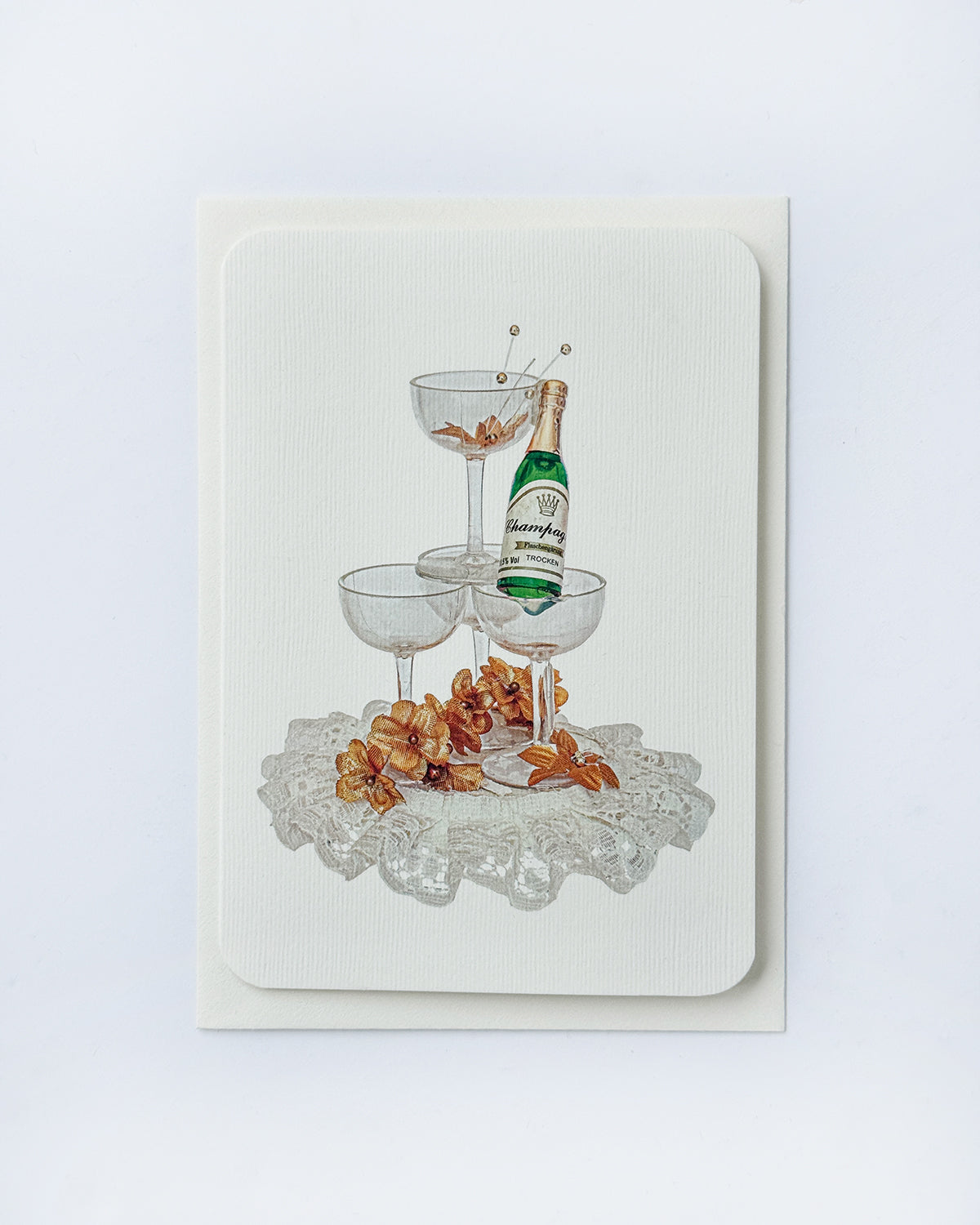 Wedding Cake Topper 'Champagne' Greeting Card