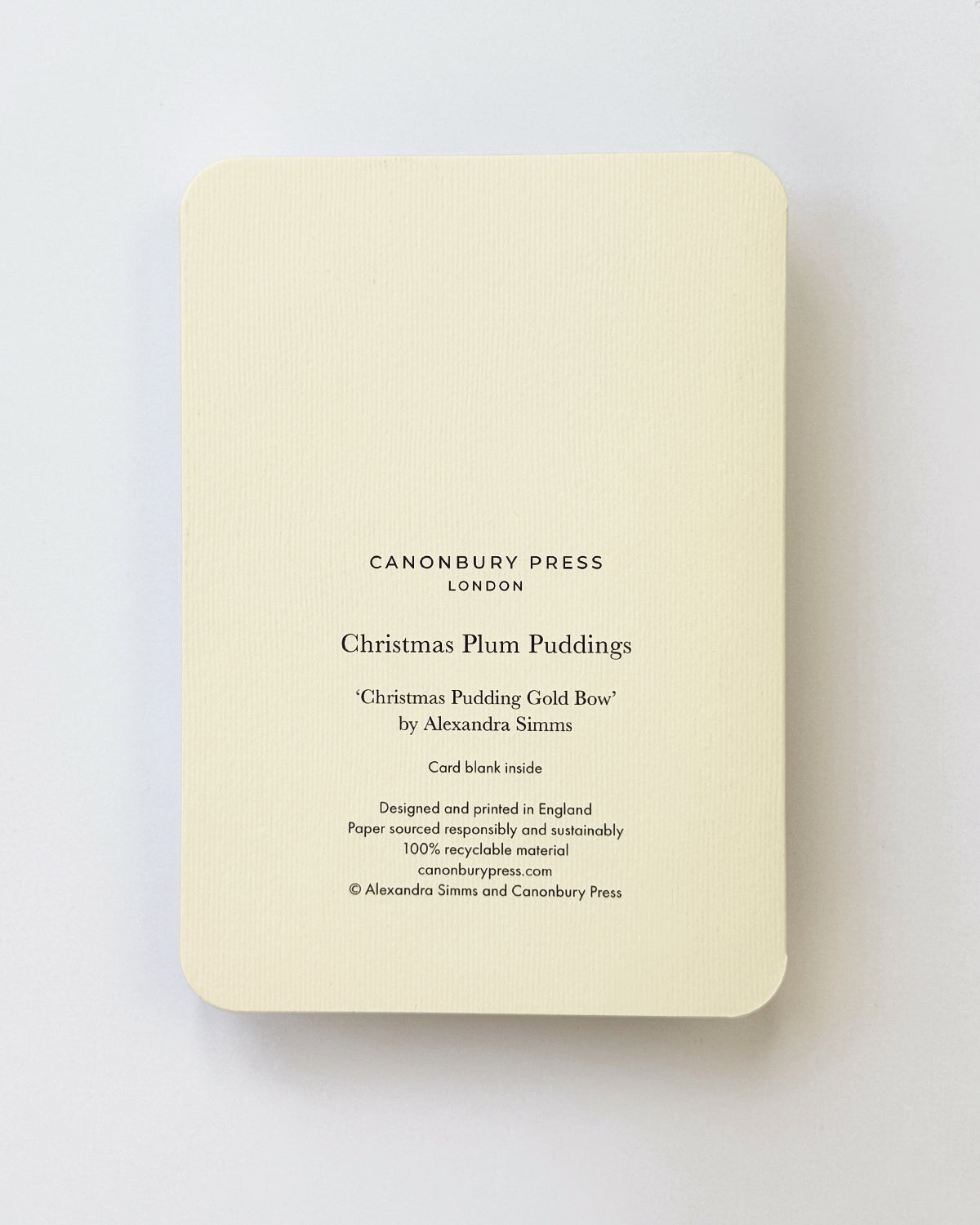 Christmas Plum Pudding Gold Bow Greeting Card