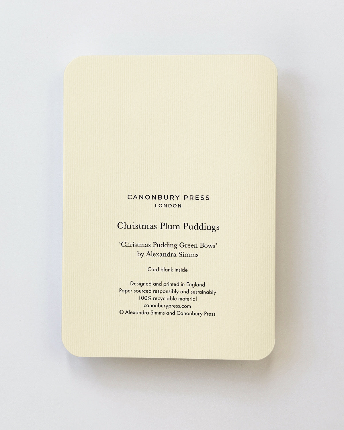 Christmas Plum Pudding Green Bows Greeting Card