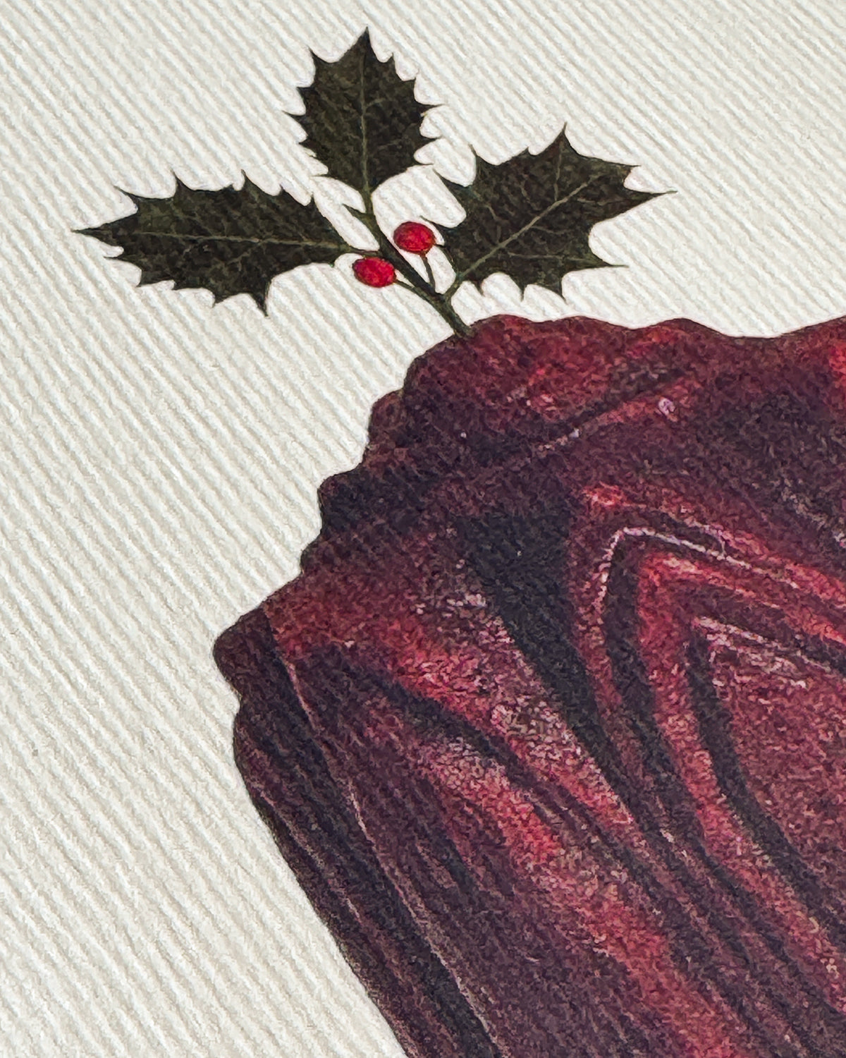 Christmas Plum Pudding Holly Greeting Card