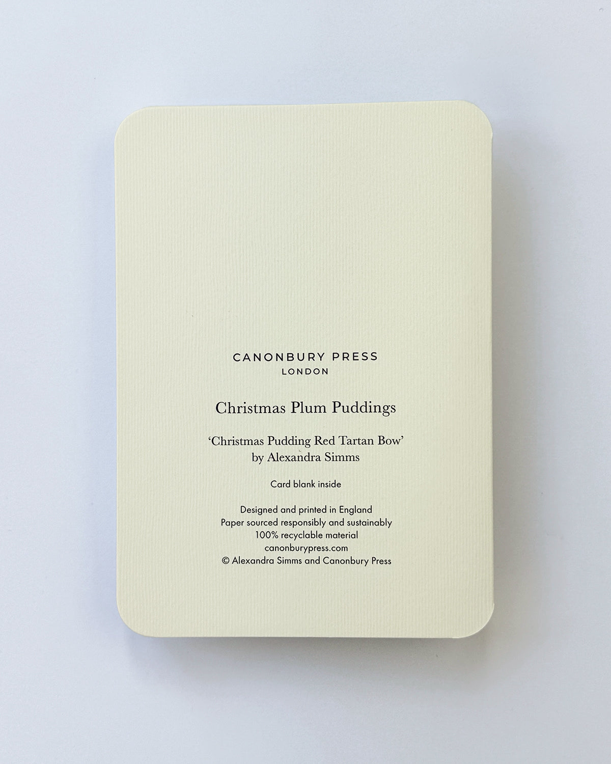 Christmas Plum Pudding Red Tartan Bow Greeting Card