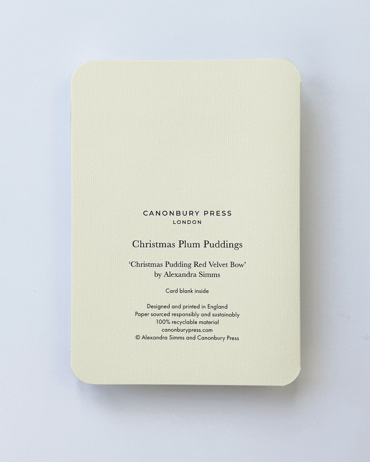 Christmas Plum Pudding Red Velvet Bow Greeting Card