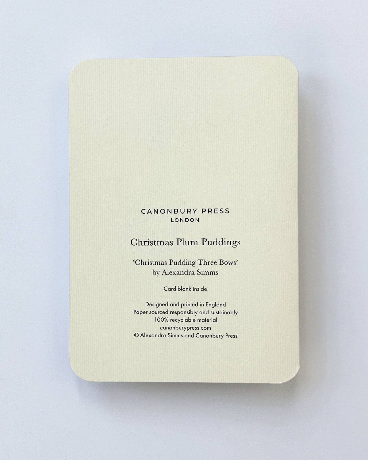 Christmas Plum Pudding Three Bows Greeting Card
