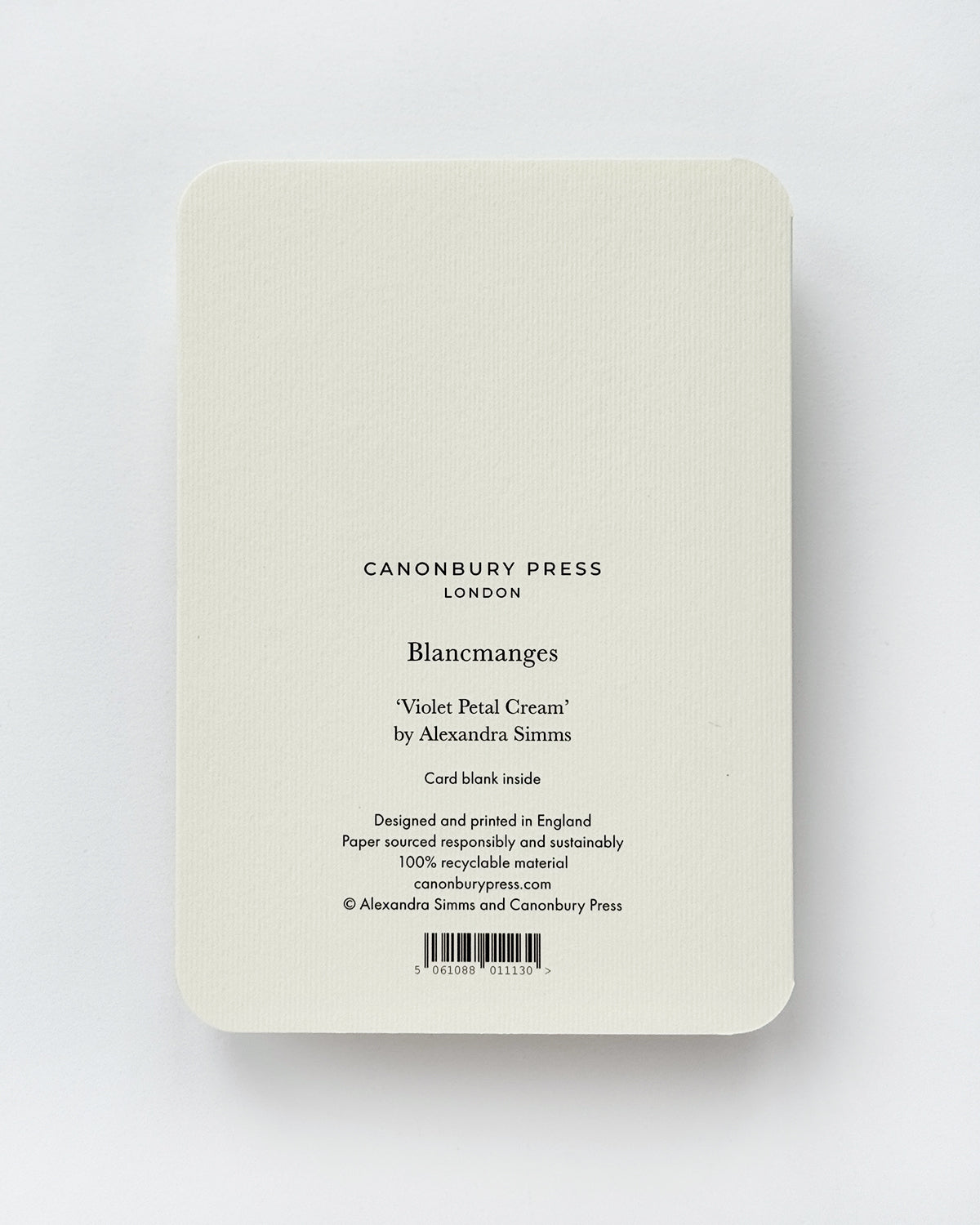 Violet Petal Cream Blancmange Greeting Card