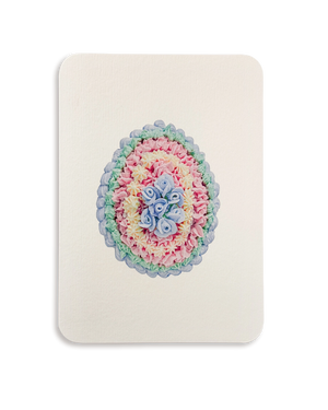 Blue & Pink Posies Royal Icing Egg Greeting Card