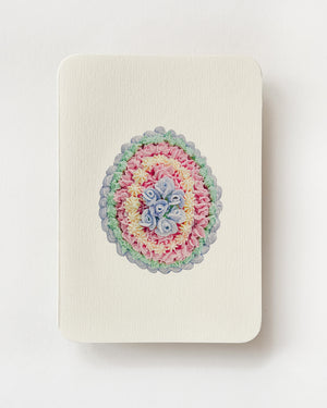 Blue & Pink Posies Royal Icing Egg Greeting Card