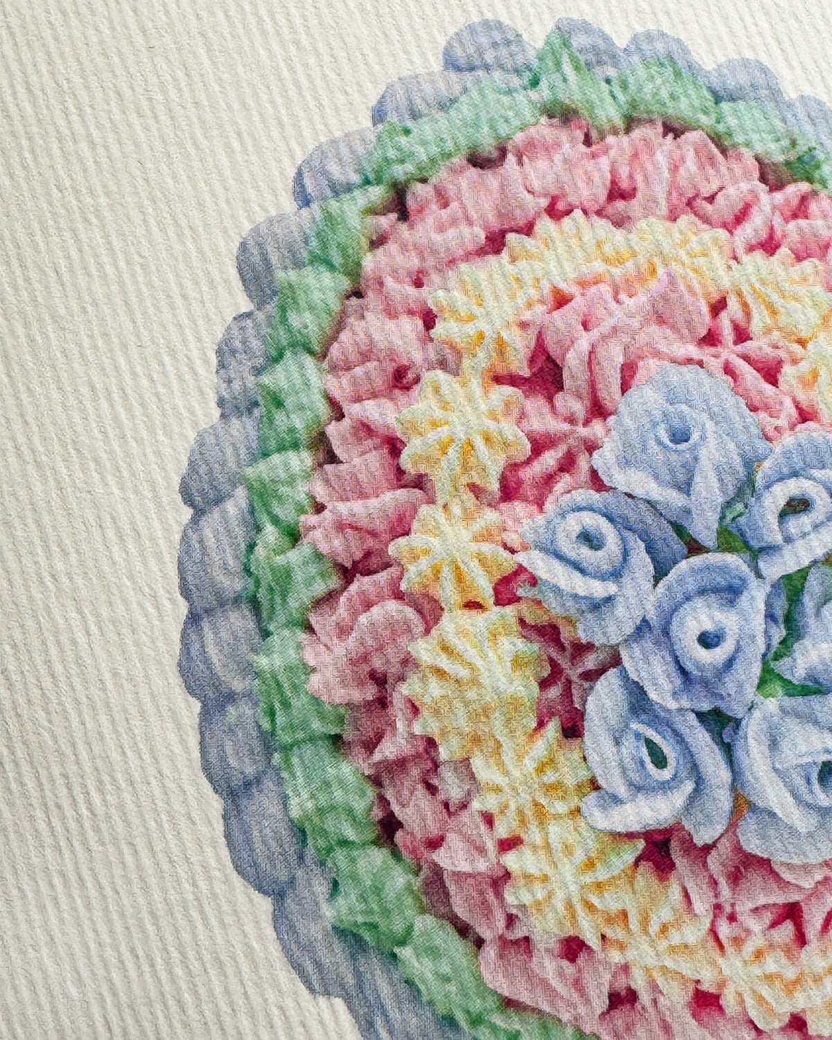 Blue & Pink Posies Royal Icing Egg