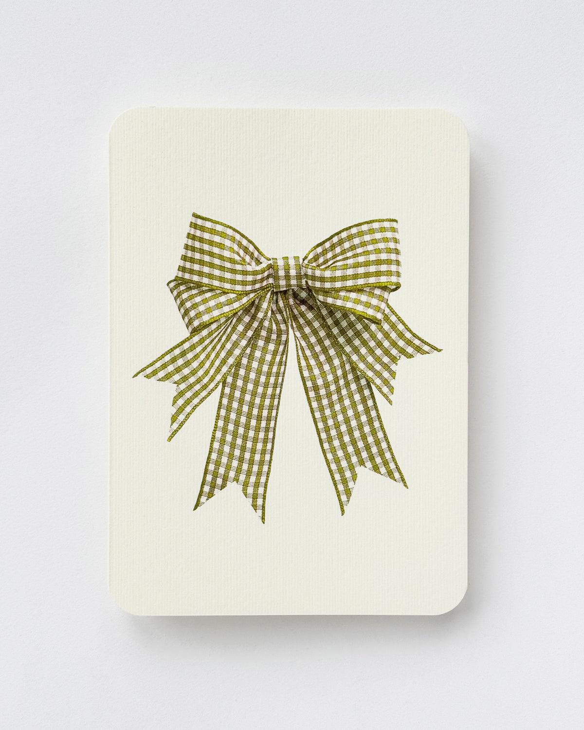 Double Tail Lime Gingham Bow Greeting Card 
