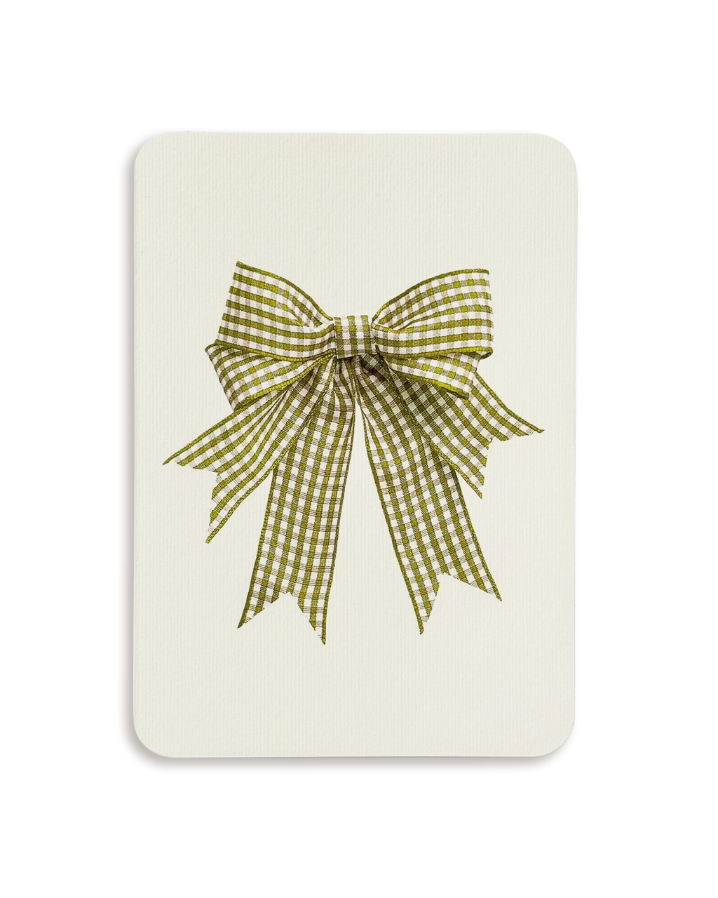 Double Tail Lime Gingham Bow Greeting Card
