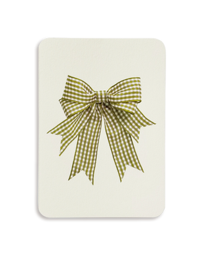 Double Tail Lime Gingham Bow Greeting Card