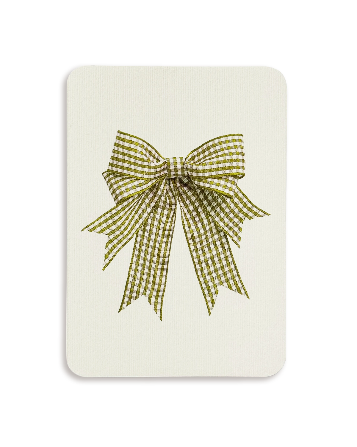 Double Tail Lime Gingham Bow Greeting Card