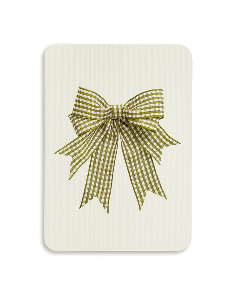 Double Tail Lime Gingham Bow Greeting Card