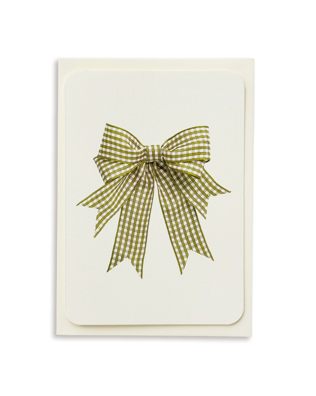 Double Tail Lime Gingham Bow Greeting Card