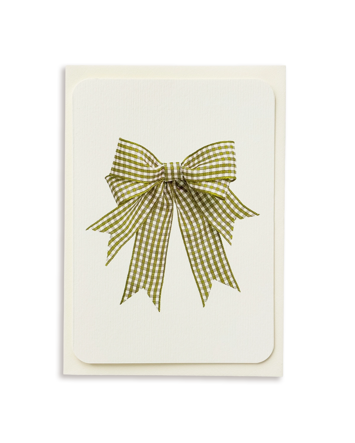 Double Tail Lime Gingham Bow Greeting Card