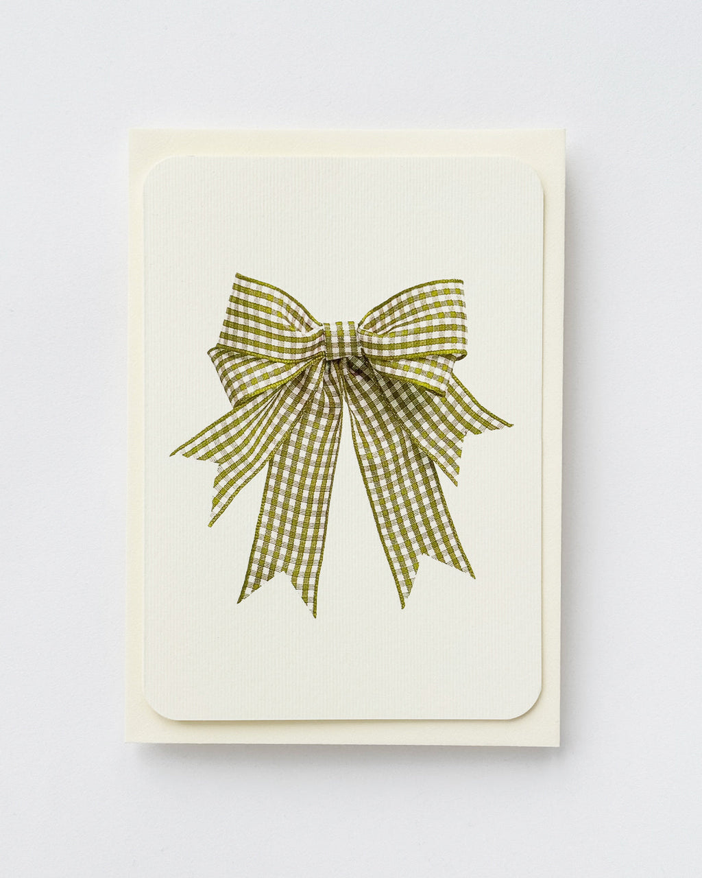 Double Tail Lime Gingham Bow Greeting Card