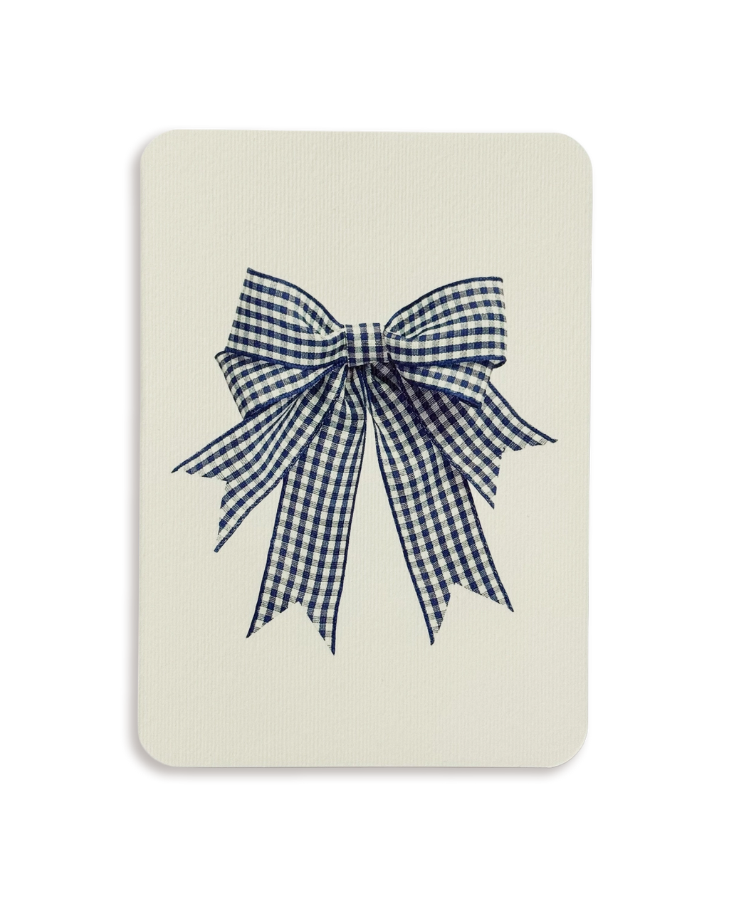 Double Tail Blue Gingham Bow Greeting Card