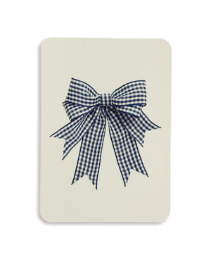 Double Tail Blue Gingham Bow Greeting Card