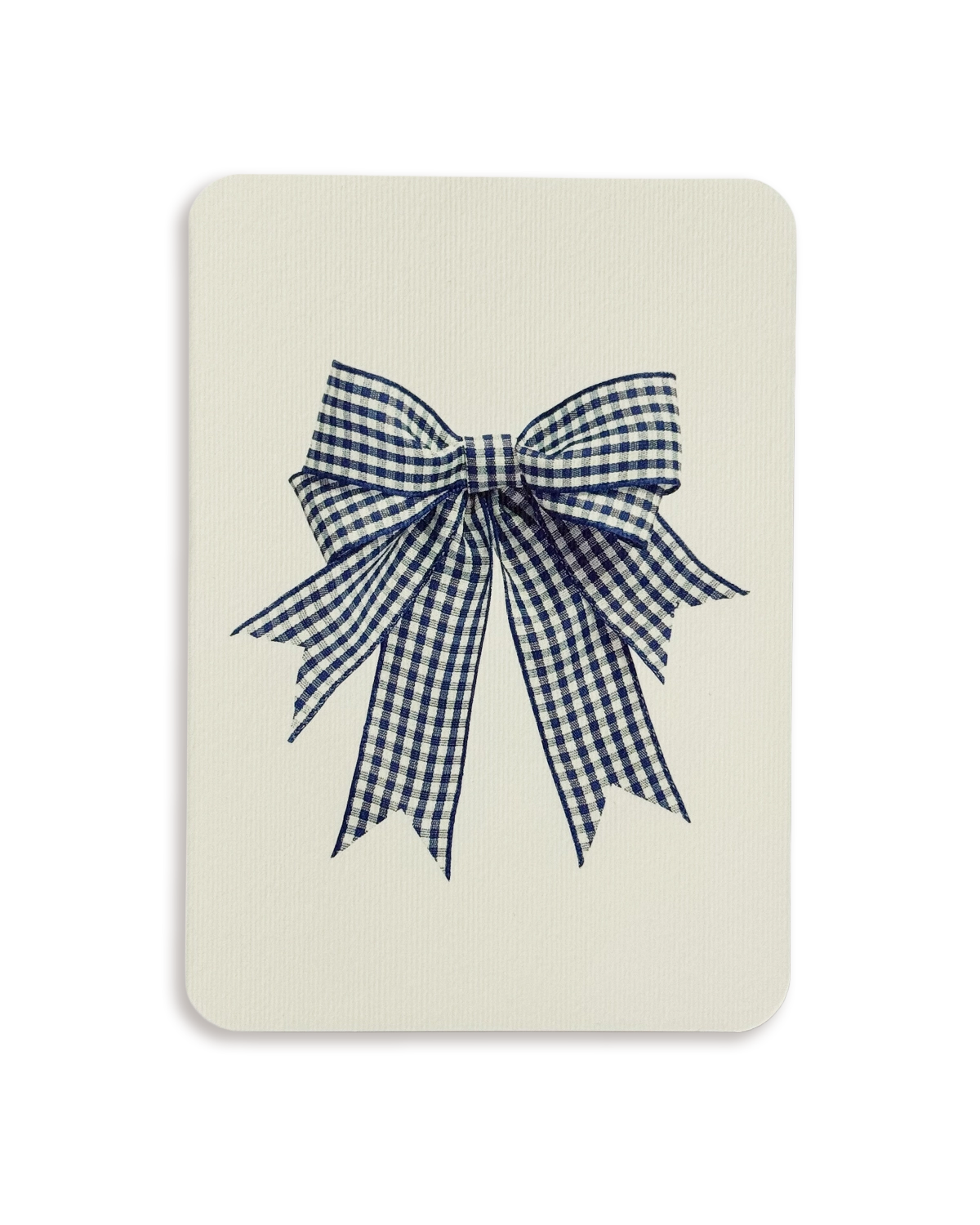Double Tail Blue Gingham Bow Greeting Card