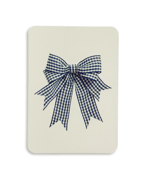 Double Tail Blue Gingham Bow Greeting Card