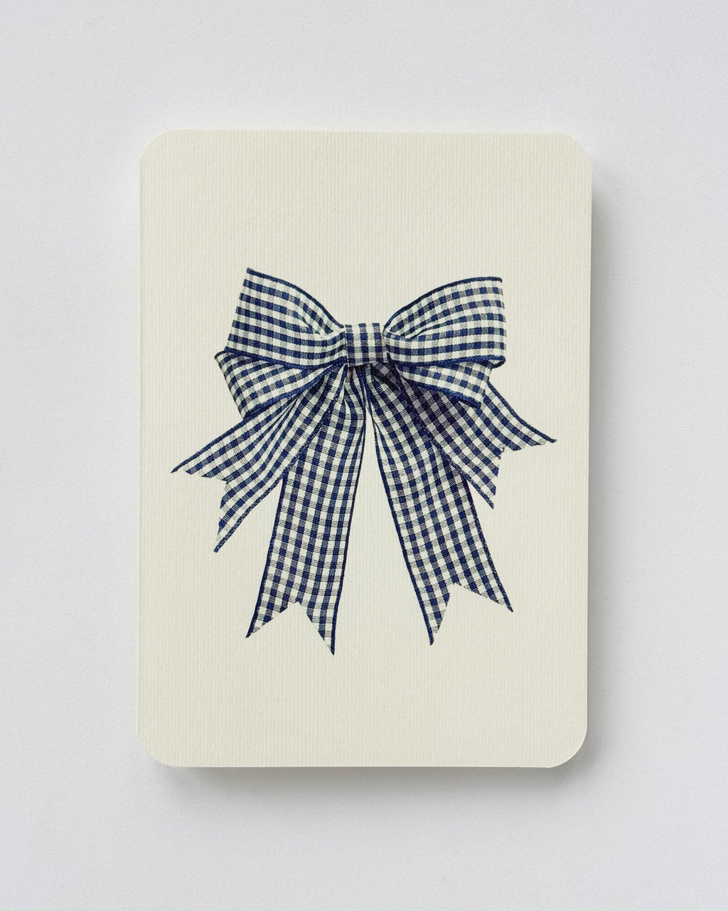 Double Tail Blue Gingham Bow Greeting Card