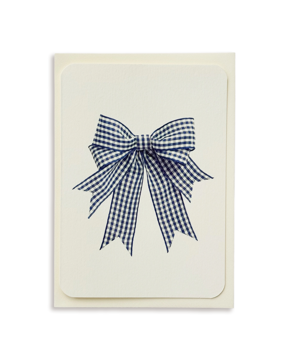 Double Tail Blue Gingham Bow Greeting Card