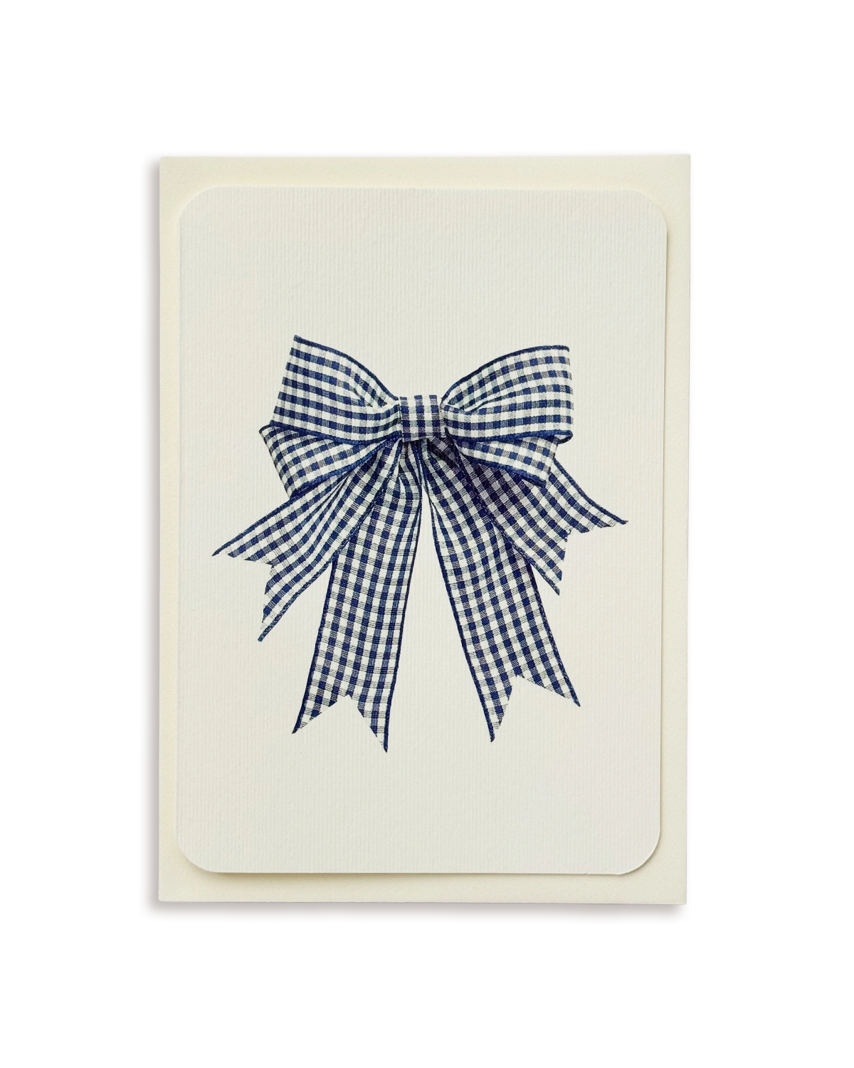 Double Tail Blue Gingham Bow Greeting Card