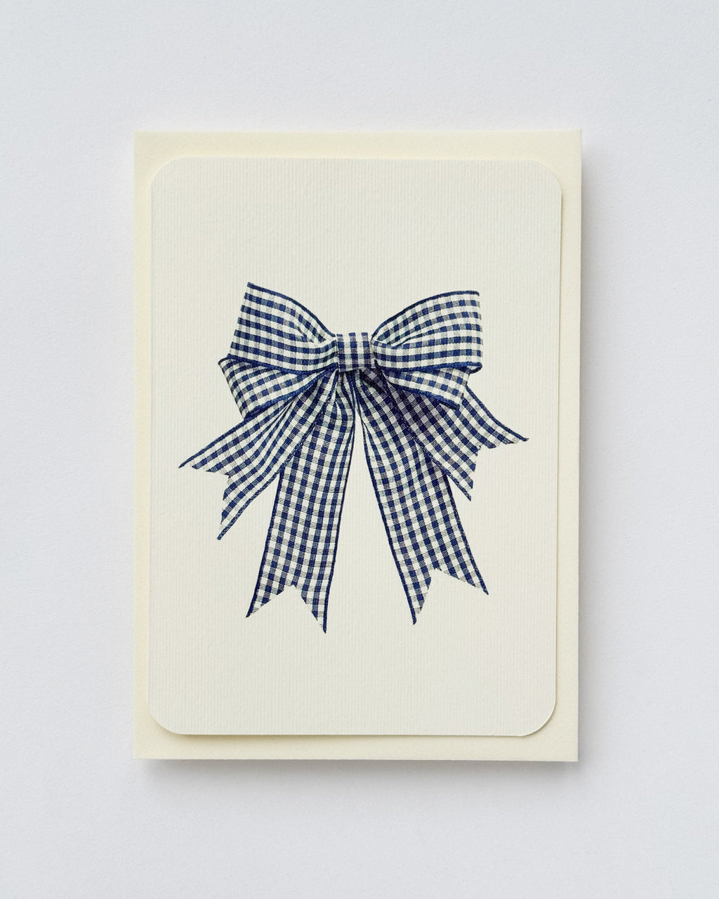 Double Tail Blue Gingham Bow Greeting Card