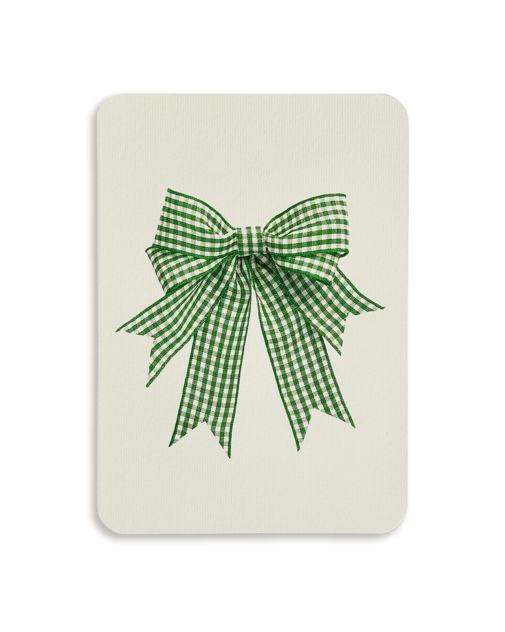 Double Tail Green Gingham Bow Greeting Card