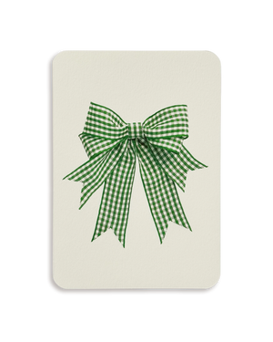 Double Tail Green Gingham Bow Greeting Card
