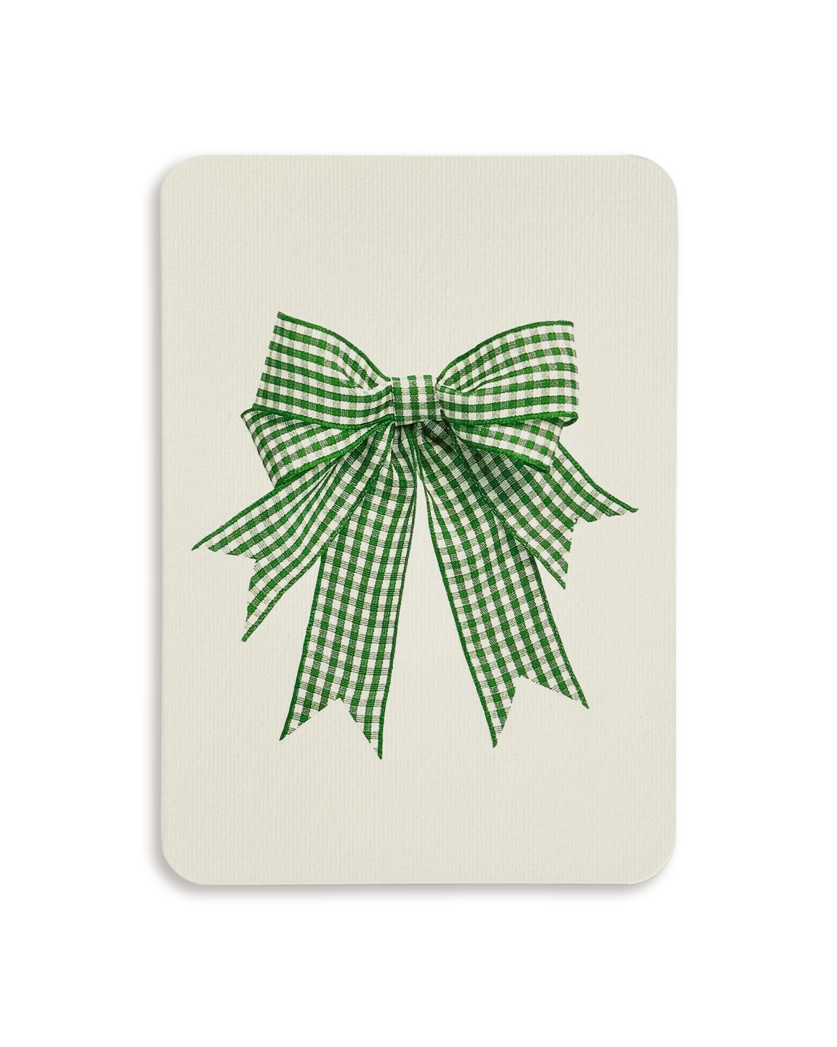 Double Tail Green Gingham Bow Greeting Card