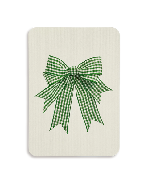 Double Tail Green Gingham Bow Greeting Card