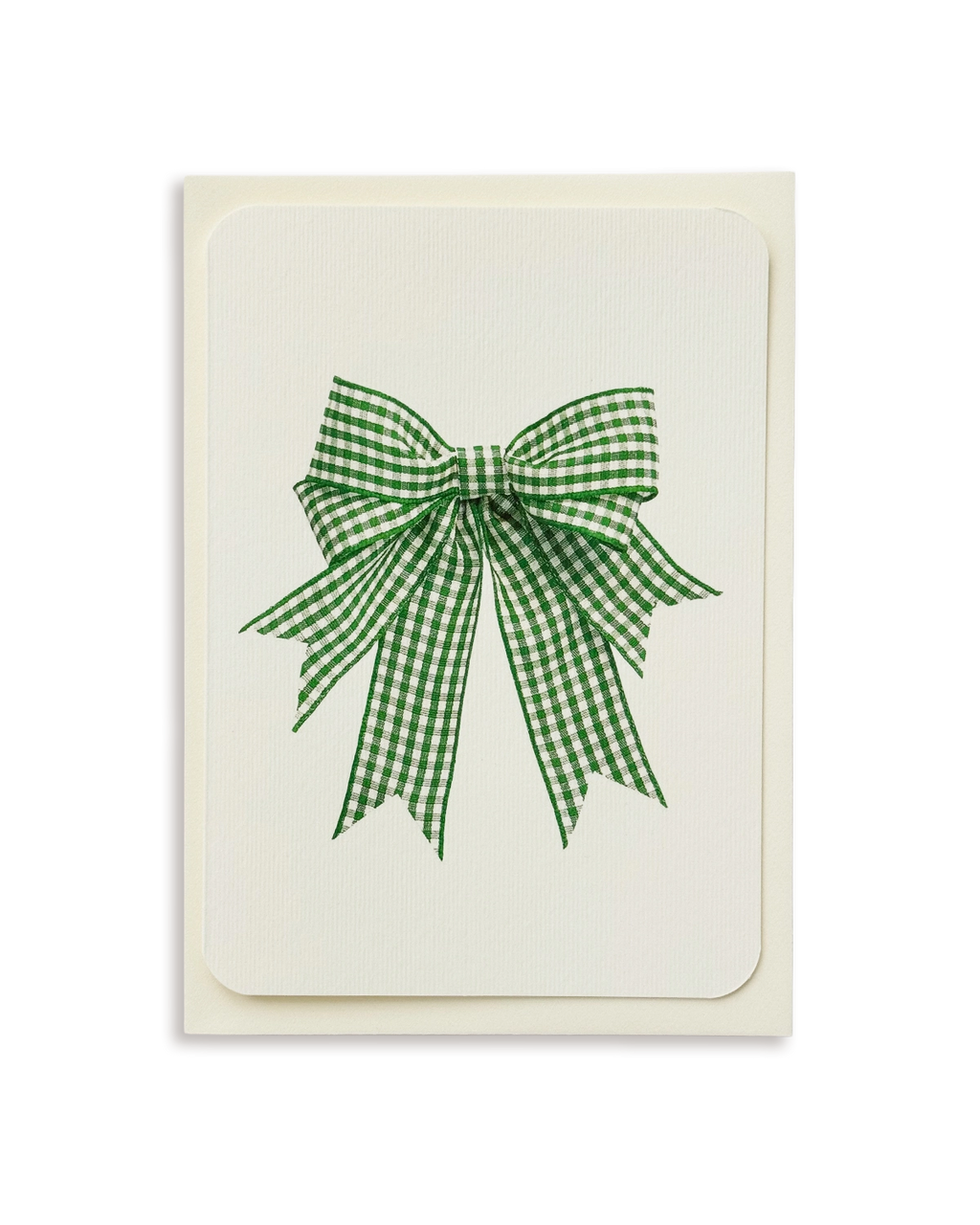 Double Tail Green Gingham Bow Greeting Card