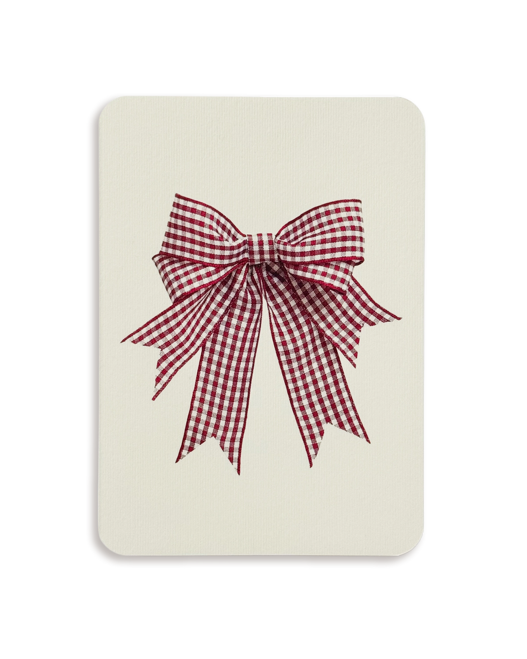Double Tail Red Gingham Bow Greeting Card