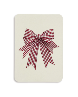 Double Tail Red Gingham Bow Greeting Card