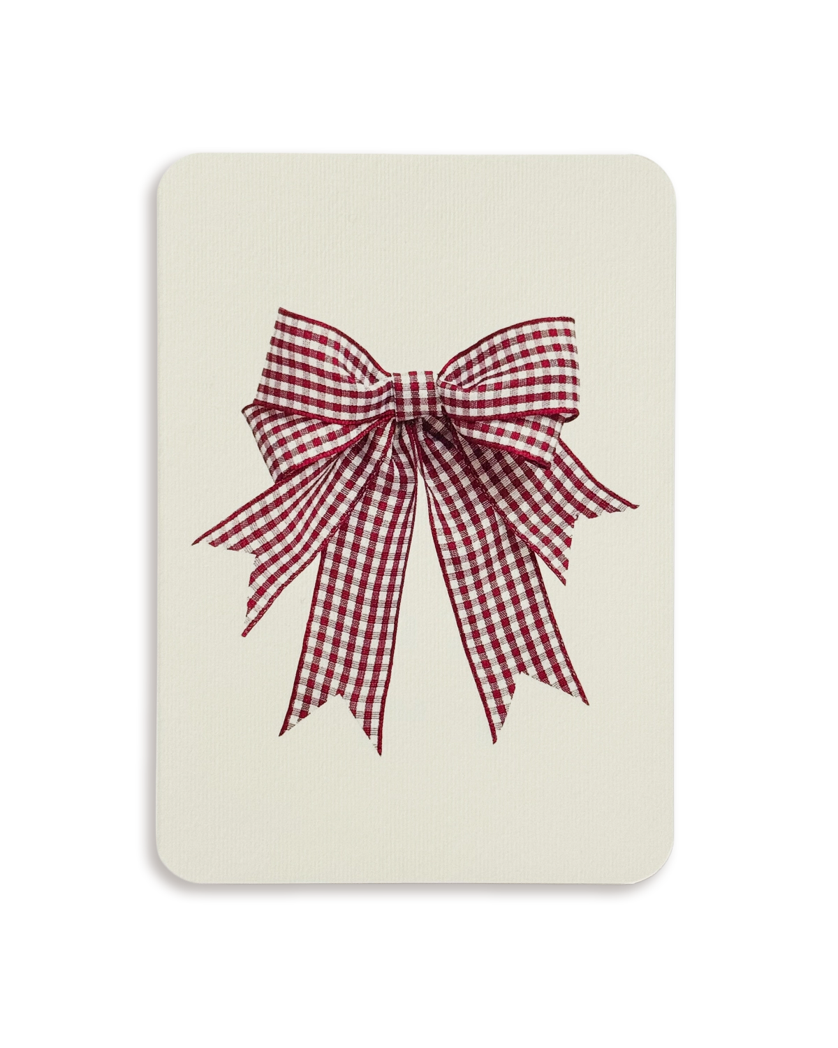 Double Tail Red Gingham Bow Greeting Card