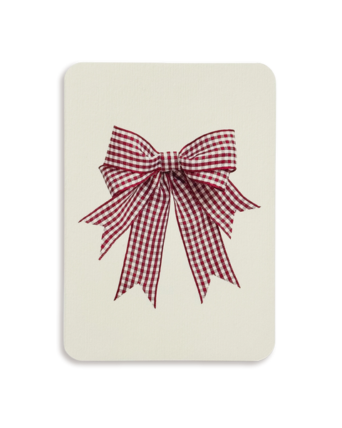 Double Tail Red Gingham Bow Greeting Card