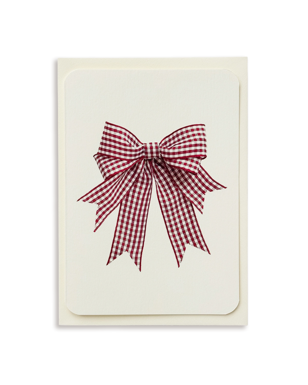Double Tail Red Gingham Bow Greeting Card