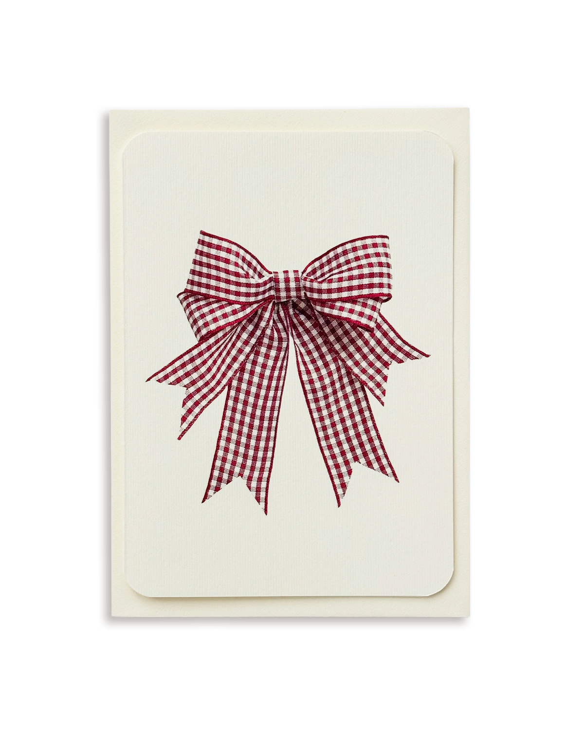 Double Tail Red Gingham Bow Greeting Card